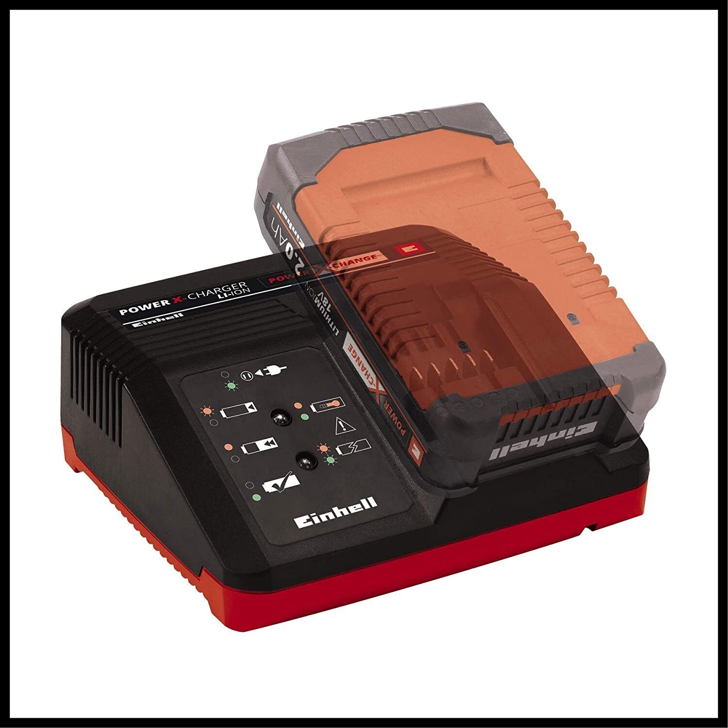 Ładowarka Einhell PXC 18 V 30 min Power-X-Change (Li-Ion, cykle ładowania dostosowane do sytuacji, inteligentne zarządzanie ładowaniem ze stałym monitorowaniem akumulatora, 6-krotny wyświetlacz LED stanu)