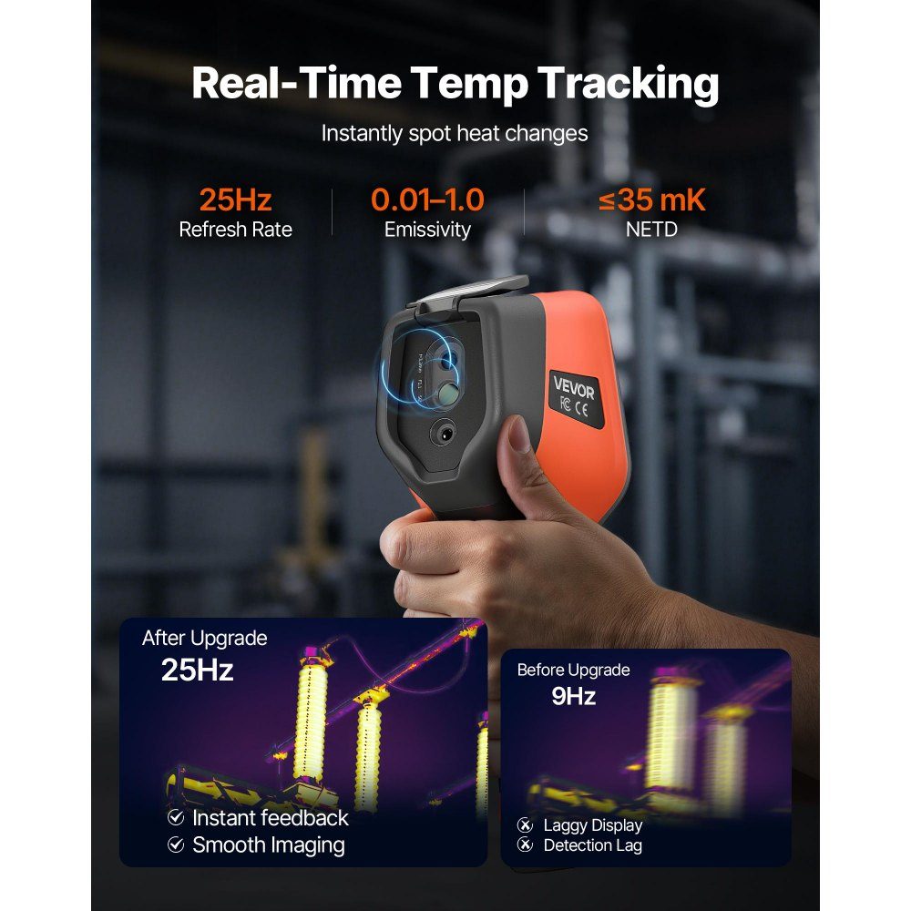 Thermal Imaging Camera, 256 x 192 IR Resolution, Thermal Imaging Device with 2MP Visual Camera, Infrared Imaging Camera with 25Hz Refresh Rate and 3.5" Touch Screen, -20°C to 550°C, WiFi Support