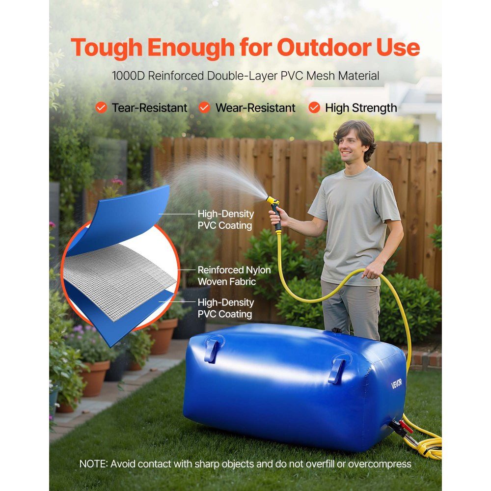 Vessie de stockage d'eau, sac d'eau souple en PVC de 240 L, récipient de stockage d'eau, réservoir d'eau de camping-car étanche et résistant à l'usure pour l'irrigation extérieure, le camping