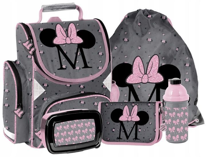 Minnie Mouse School Bag School Bag School Bag 5-Piece Set Pencil Bag Girls Grey