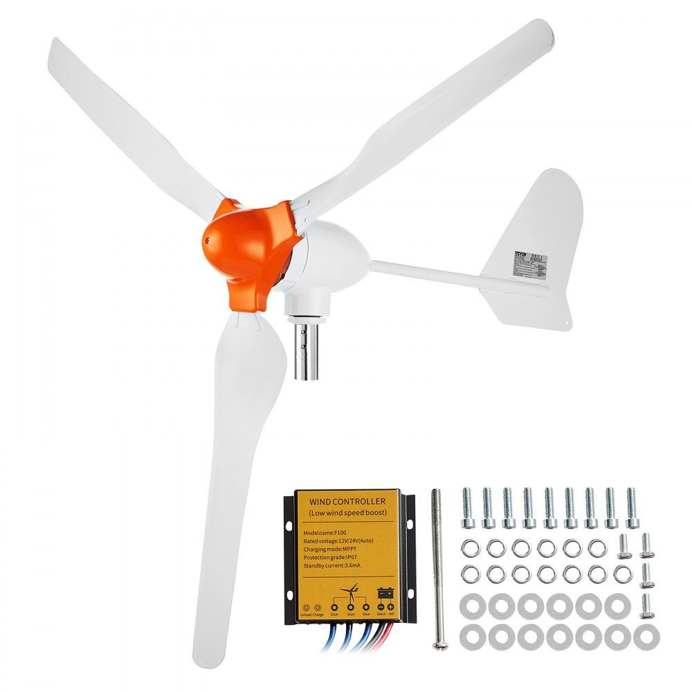 800W Wind Turbine, 12V Wind Generator, 3 Blade Wind Turbine Generator with MPPT Controller, Adjustable Wind Direction and 2.5m/s Starting Wind Speed, Suitable for Home, Farm, RV, Boat