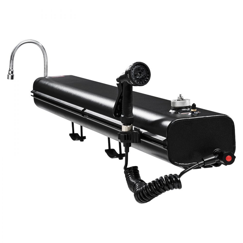 Réservoir d'eau pour galerie de toit, stockage d'eau pour véhicules 30L avec 2 plaques anti-éclaboussures et fente en T, réservoir en aluminium avec raccord haute pression, pour traverse de coffre de sécurité