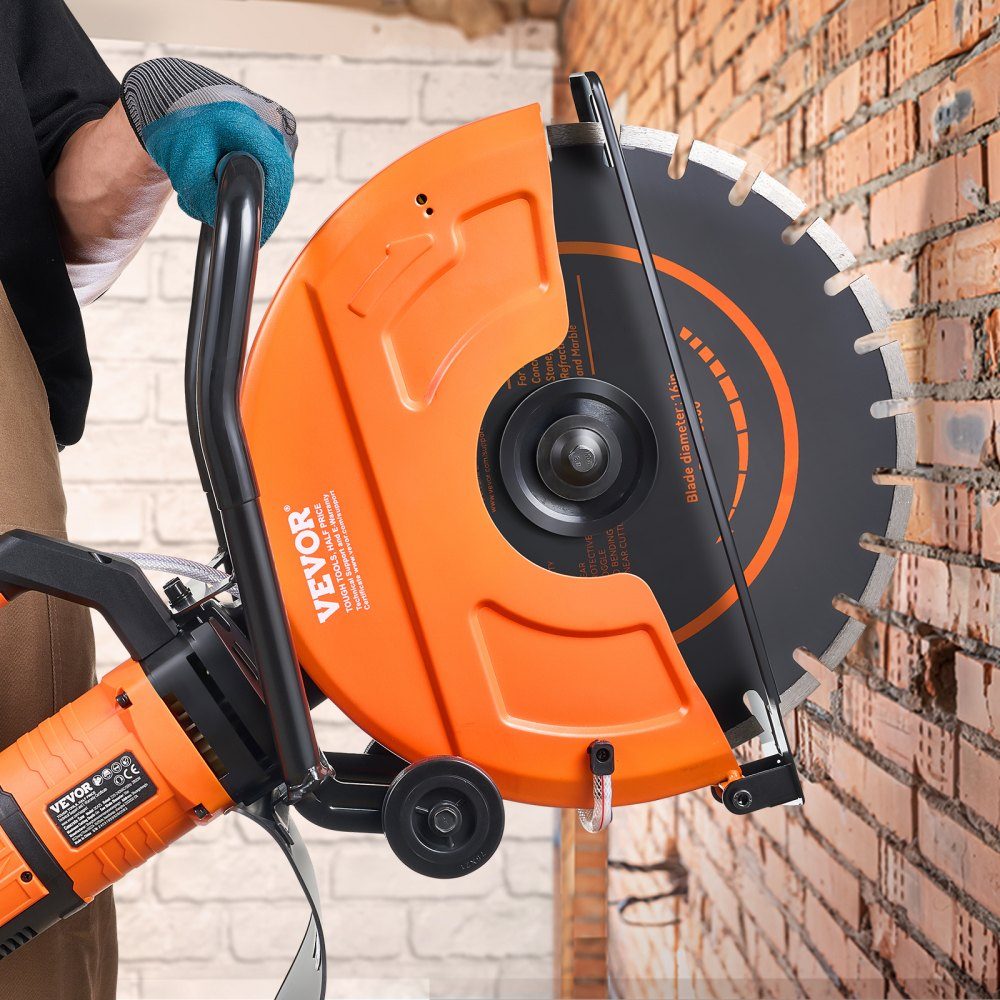 Electric Concrete Saw 406mm Heavy Duty Circular Saw 2800W Cutting Depth 152mm Wet/Dry Disc Saw with Water Pipe Water Pump Saw Blade for Stone and Brick