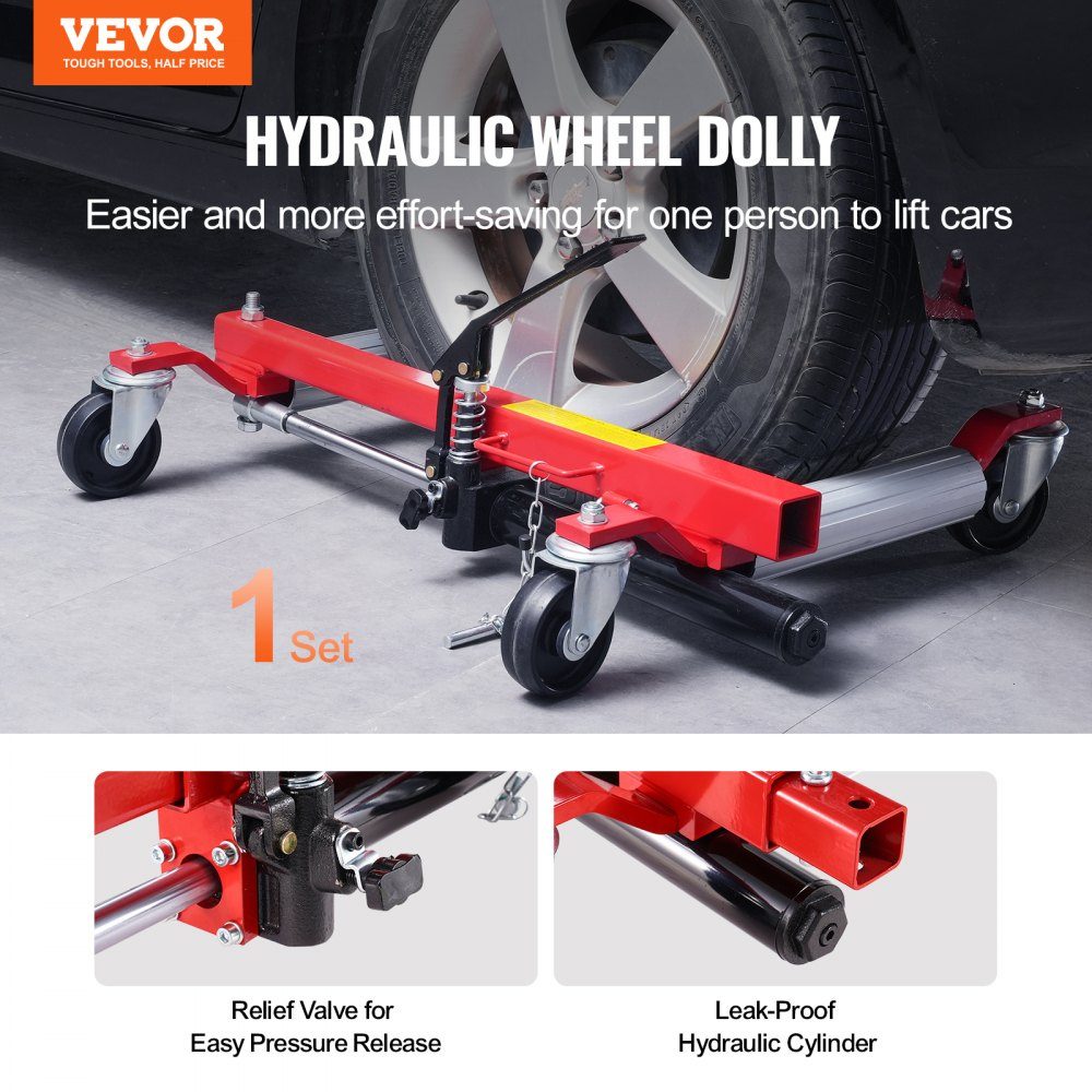 Wheel Car Tire Jack, Max Load Capacity: 680kg, Car Jack with 360° Rotating Wheels, Heavy Duty Hydraulic Car Jack for Vehicle Positioning for Car Repair