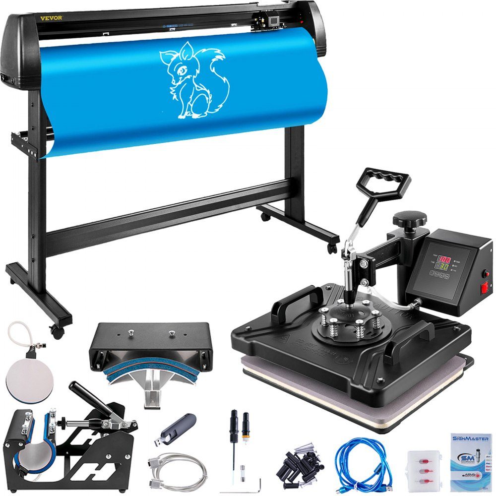 38 x 30 cm Heißpressmaschine, 5-in-1-Transferpresse, Heißpressmaschine und 1350 mm Vinylschneider, Plotter, Schneideplotter, Desktop-Maschine