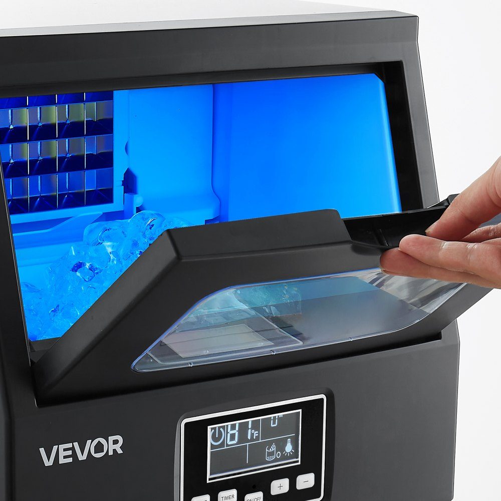 Kommerzielle Eismaschine, Eiswürfelmaschine, 36 kg/Tag mit 5 kg Speicher, freistehender und Desktop-Eiswürfelbereiter aus Edelstahl mit LED-Anzeige und Selbstreinigung für Heimbar und Restaurant