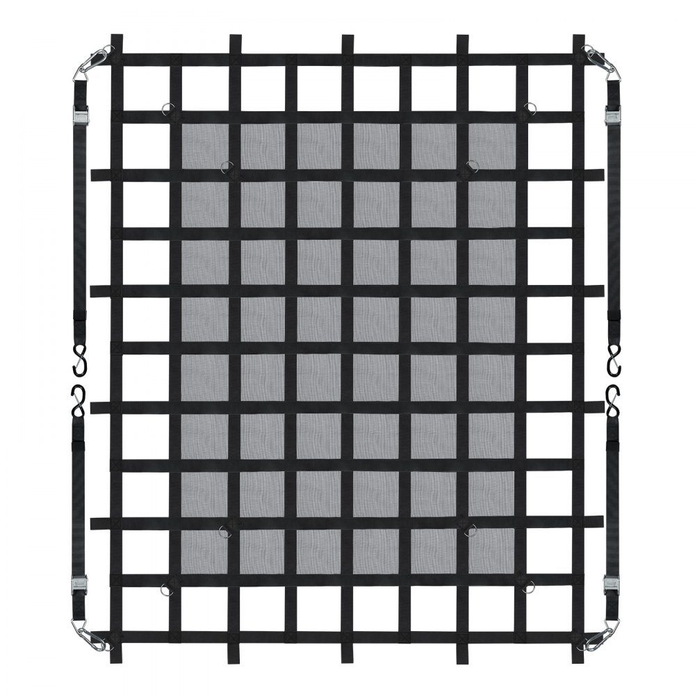 Cargo Net, 183 x 145 cm, Truck Bed Net, 4 Adjustable Straps with Carabiners & S-Hooks, Transport Net Wear-Resistant & Weatherproof, Luggage Net Suitable for Pickup, Truck, Jeep, SUV, Boat