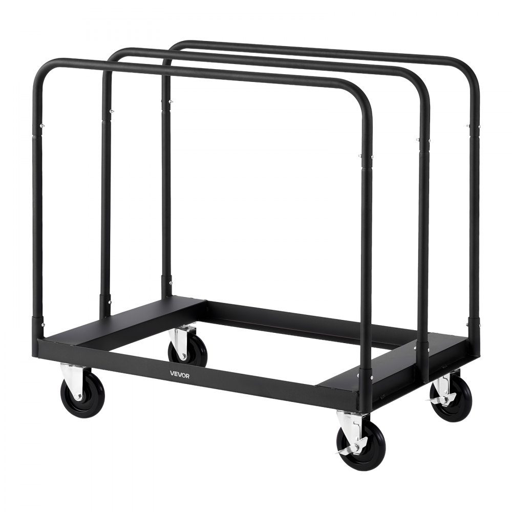 Bordenwagen, 816 kg, transportwagen met 360° zwenkwielen, bordenwagen met sjorband en 3 zijleuningen, bordenwagen, transporthulp voor fabriek, magazijn, garage, zwart, 955x610x935 mm