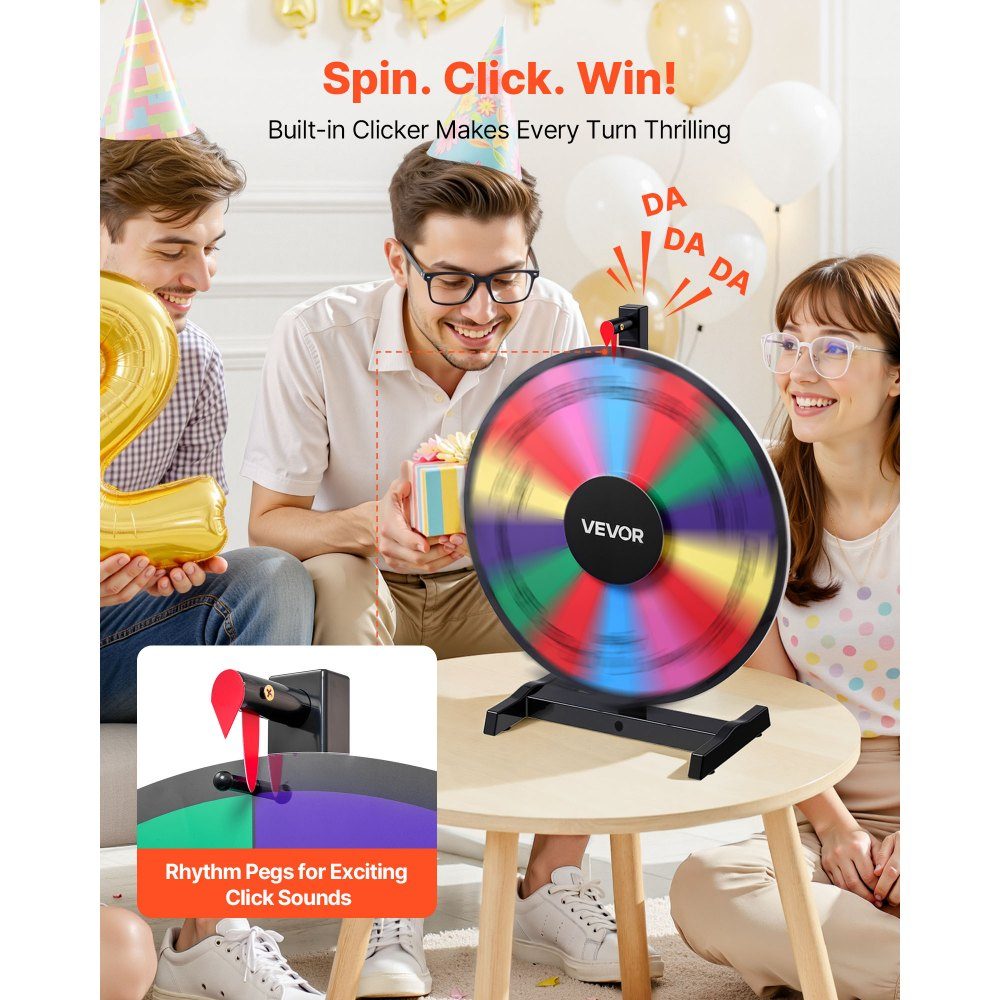 Roue de la Fortune, Roue de la Fortune (457 mm), 14 Compartiments, Roue de la Fortune avec Support, Jeux de Loterie, Gagner, Roulette, avec Tableau Éponge et 2 Marqueurs, 6 Couleurs, Roue des Prix, Idéale pour Fête, Pub, Foire Commerciale