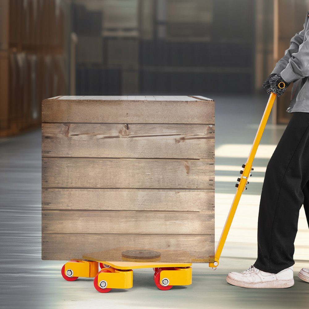 Machine Roller 4T, Machine Transport Roller, Machine Transport Roller with 360° Swivel Cap and PU Swivel Casters, Heavy Duty Industrial Machinery Furniture Trolley with Handle for Warehouse Workshop
