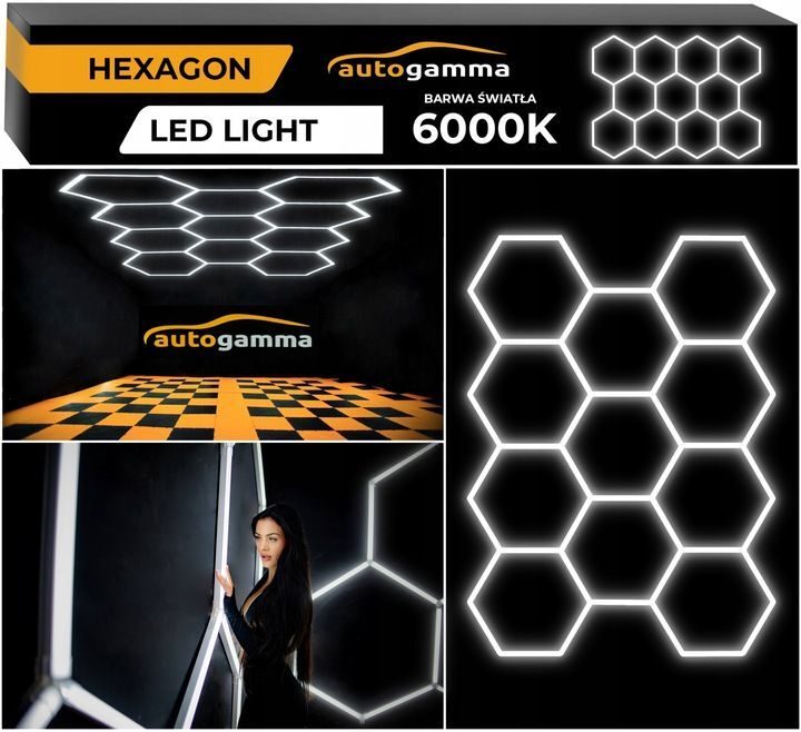 HEXAGON Panel lamp LED warsztat garażowy dom 243x483 6000K