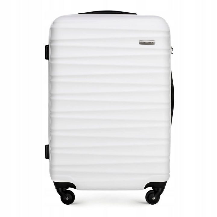 Großer Premium-Koffer Reisekoffer ABS-Kunststoff 96l mit weißen Rippen