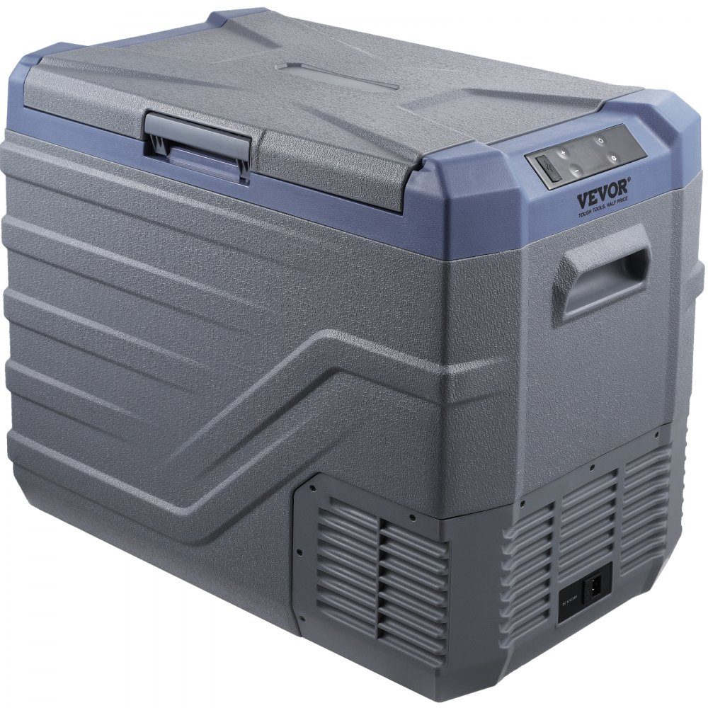 Car Fridge, 12V Car Fridge, 45L Portable Single Zone Freezer with Built-in Lighting, -20°C to 20°C, 12/24V DC and 100-240V AC Compressor Cooler for Outdoor, Camping, RV