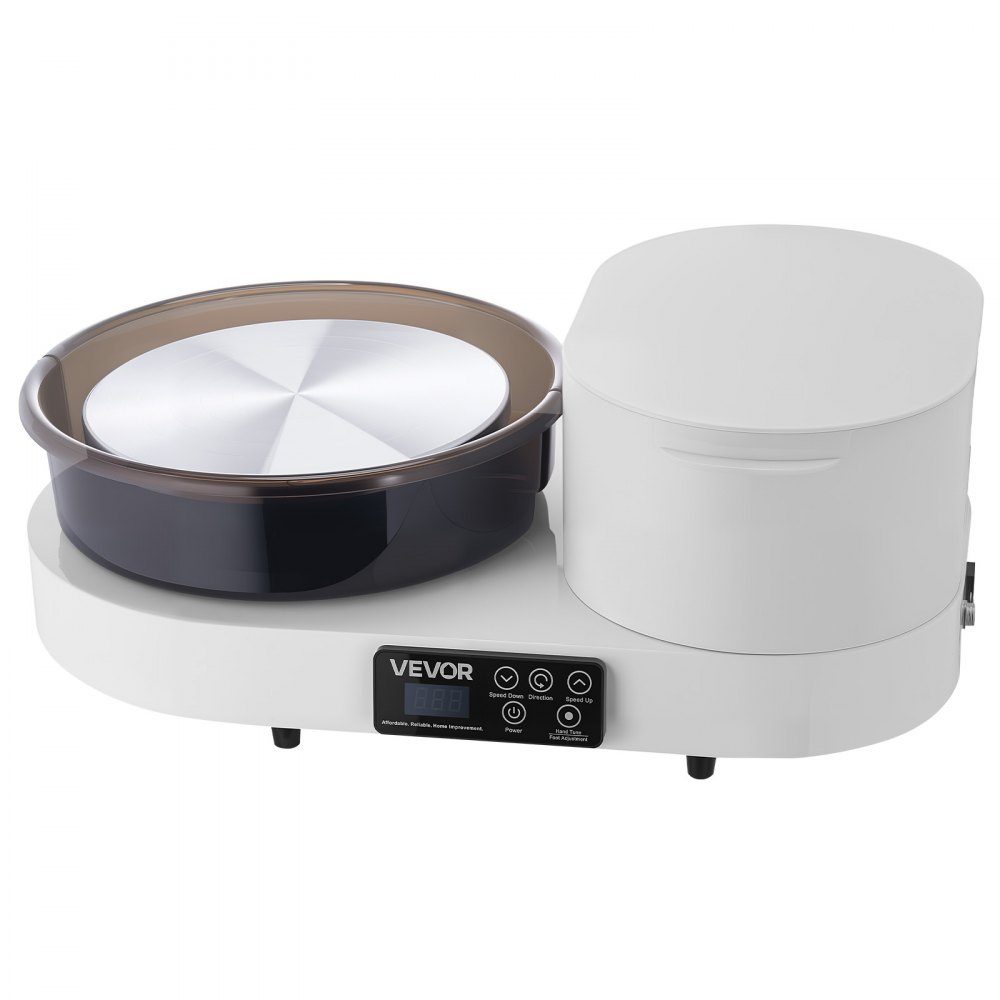 Pottery Wheel Electric 450W Pottery Lathe 28cm Turntable Pottery Machine with Foot Pedal and 30-300RPM Adjustable Speed ​​and Tool Box Ideal for Beginners DIY Clay Art White