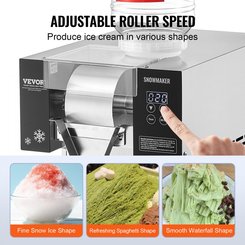 Commercial Snowflake Ice Machine Snow Ice Maker, 170kg/day Snowflake Ice Machine, Stainless Steel Ice Shaver, Electric Snow Cone Maker, Air Cooling System for Bakery Cafe Commercial Snowflake Ice Machine Snow Ice Maker, 170kg/day Snowflake Ice Machine, Stainless Steel Ice Shaver, Electric Snow Cone Maker, Air Cooling System for Bakery Cafe