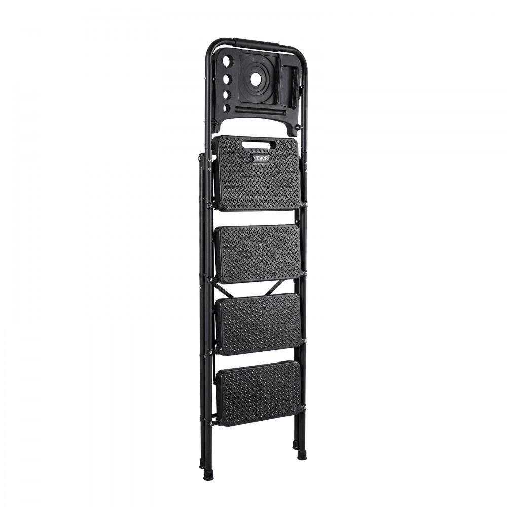 Step Ladder 4 Steps, Folding Ladder with Tool Tray & Comfort Handle, Household Ladder Load Capacity up to 272 kg, Step Ladder, Folding Step, Safety Ladder for Kitchen, Home & Office, Black Step Ladder 4 Steps, Folding Ladder with Tool Tray & Comfort Handle, Household Ladder Load Capacity up to 272 kg, Step Ladder, Folding Step, Safety Ladder for Kitchen, Home & Office, Black