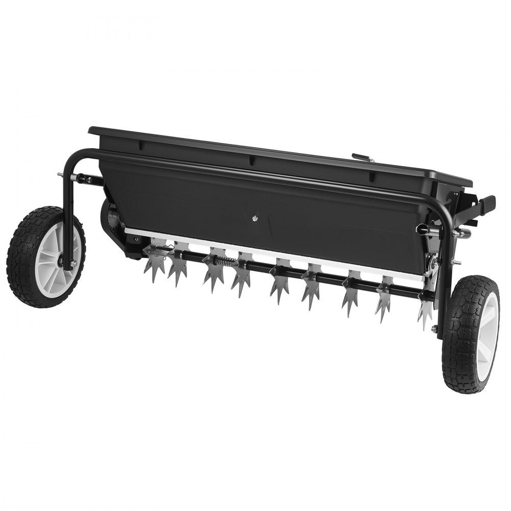 Anhänger-Rasenbelüfter 81 cm Streubreite, Streuer mit Universalkupplung, Gartensämaschine & Bodenbelüfter mit 45 kg Fassungsvermögen & 10 Zoll Rädern, Vertikutierer für ATVs & UTVs