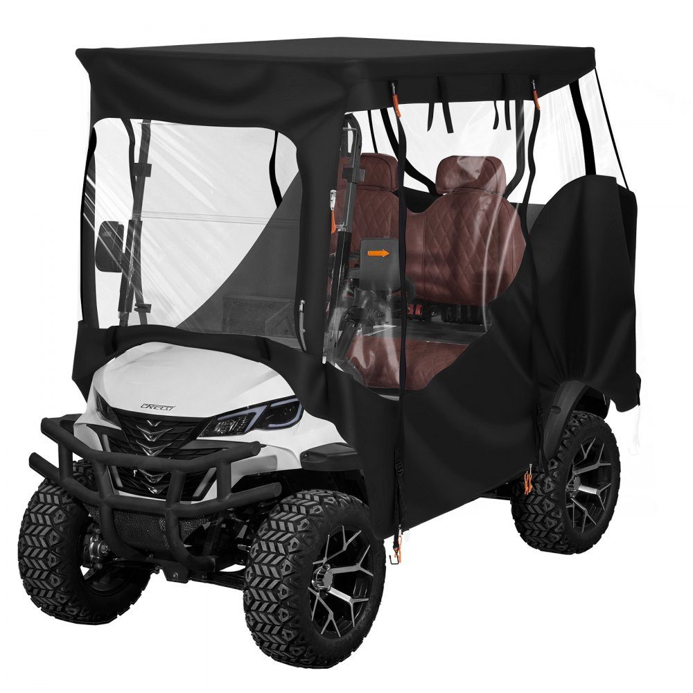 Zichtbare golfkarhoes voor 2-zits golfkarren (de meeste Club Car, Yamaha, EZGO en Honda golfkarren), regenhoes van 600D Oxford-stof, met PU-coating en winddicht haaksysteem