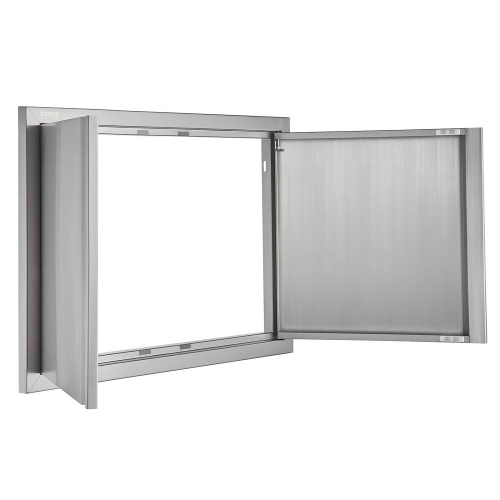 Porte d'accès au gril 774x532mm Double porte de cuisine extérieure encastrée en acier inoxydable, porte murale verticale avec poignées rétractables pour Grill Island Grill Station armoire extérieure