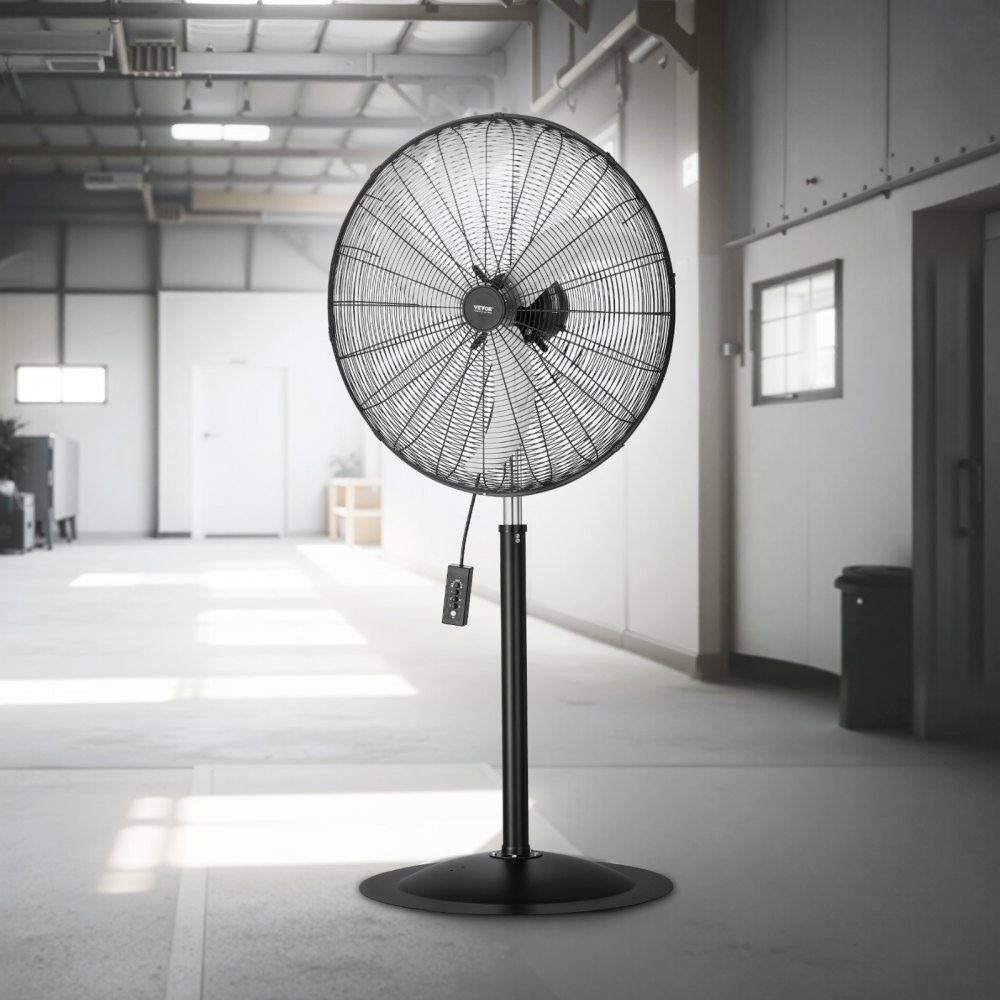 Industrial Pedestal Fan 810mm 85 Degree Oscillation Fan Height Adjustable Fans with 3 Adjustable Speeds Wind Machine for Workshop Warehouse Black