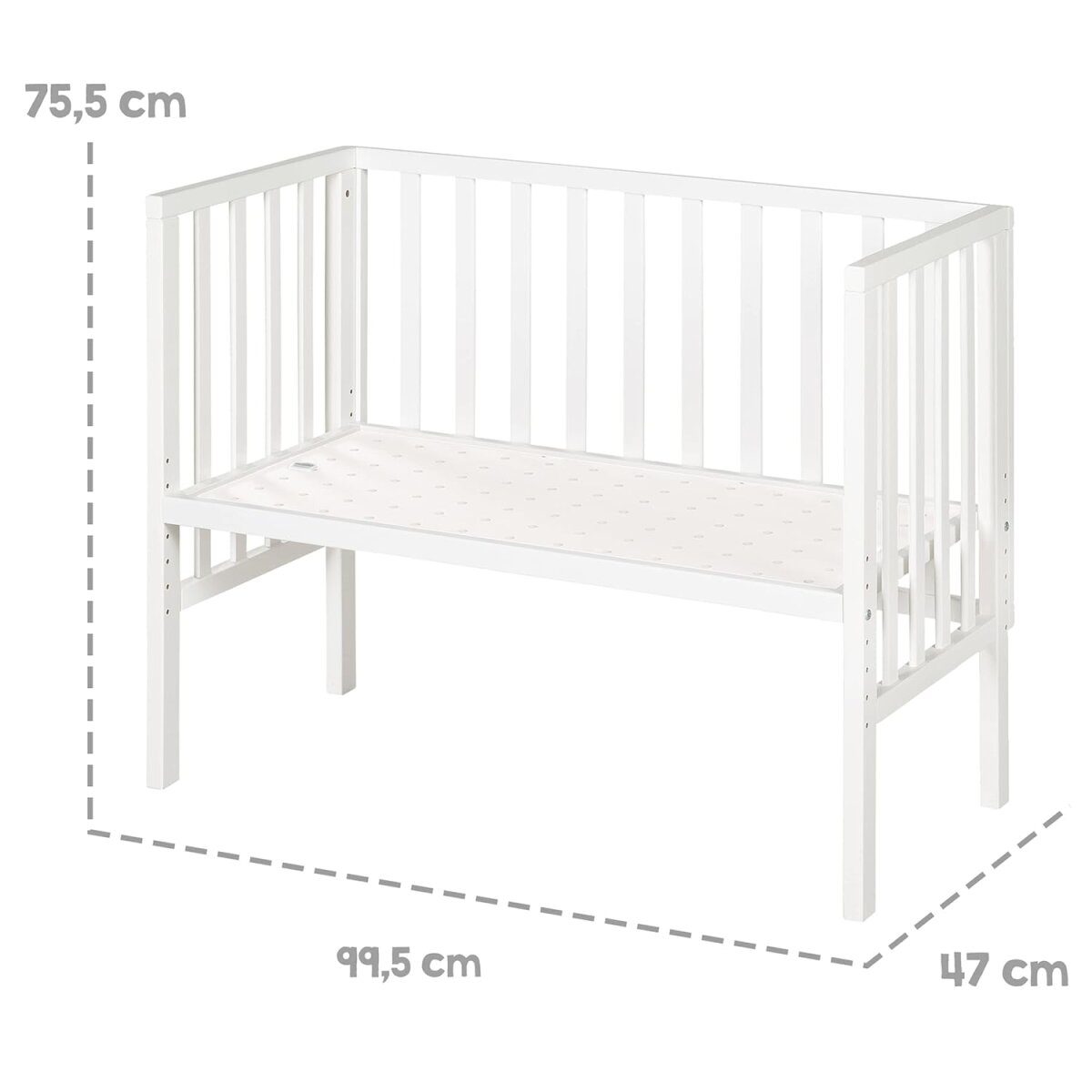 roba 'safe asleep®' side bed, 2in1 with barrier, wood/white