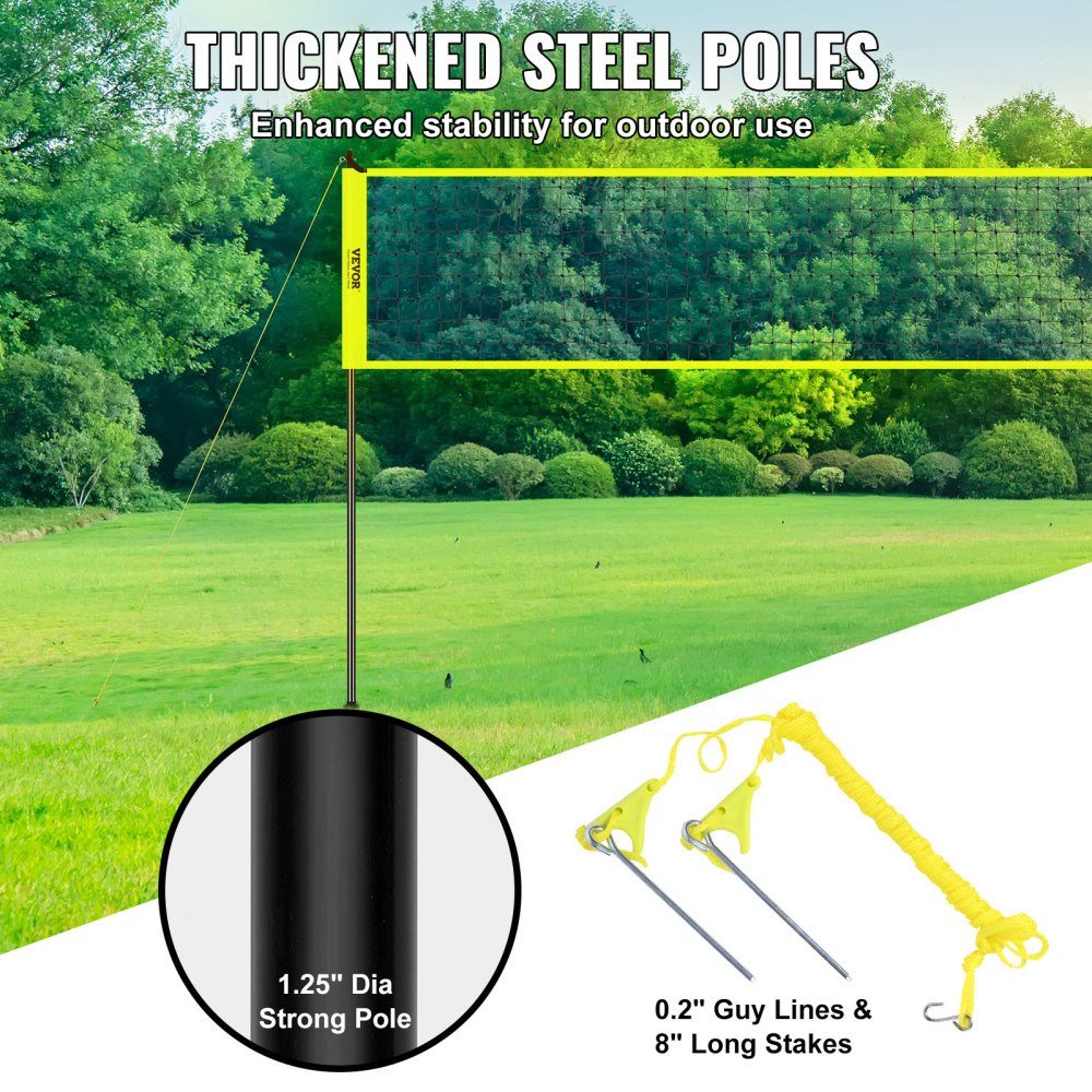 Volleyball Net Height Adjustable Volleyball Net Set, Portable Beach Volleyball Net, Outdoor Volleyball Net, Foldable Volleyball Net with Volleyball and Carry Bag, for Garden, Beach, Lawn, etc