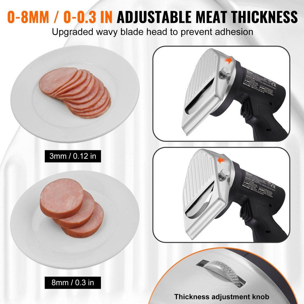 Donner Cutter 80 W Kebab Cutter, couteau électrique sans fil Gyros, couteau turc Shawarma Doner 0-8 mm d'épaisseur réglable, coupe-kebab commercial avec lames de 100 mm noir