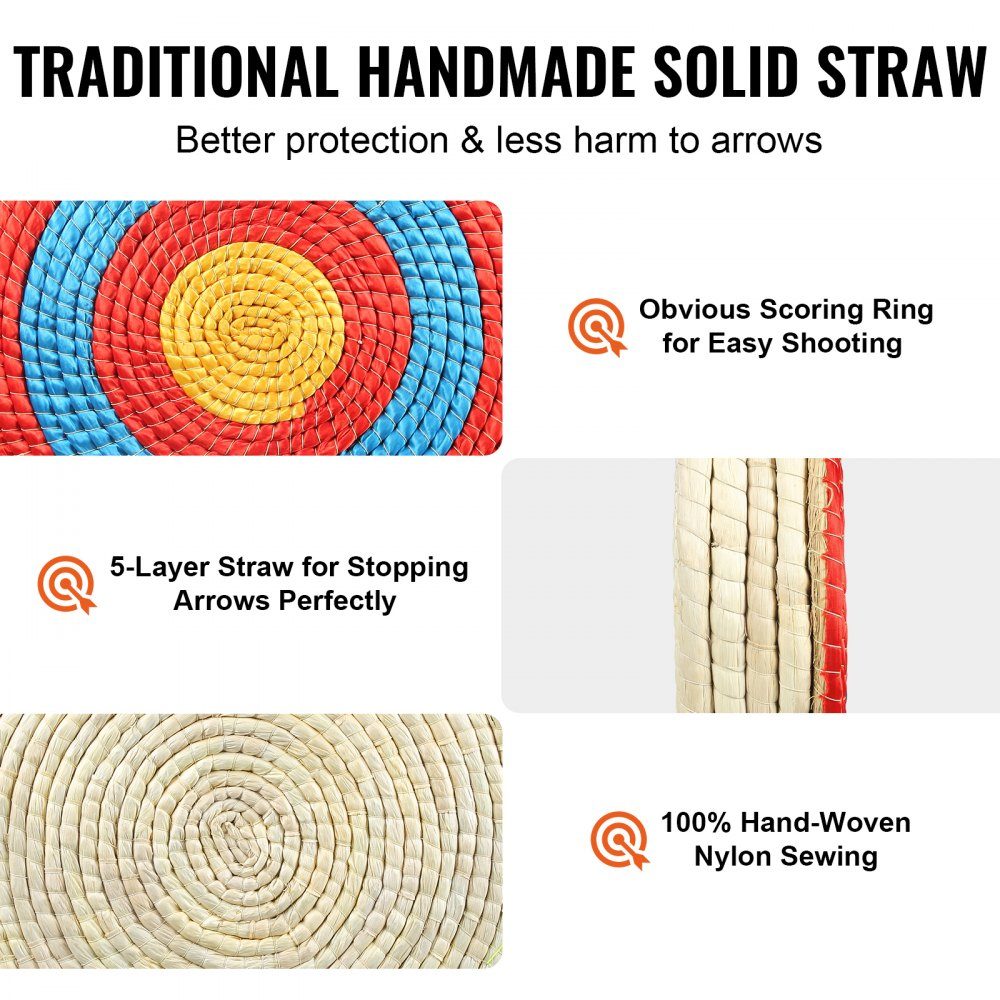 508mm Archery Target, Handmade Straw Bow Target for Recurve Bow, Compound Bow or Longbow, Traditional Bow Arrow Target for Kids, Teens, Adults, Archery
