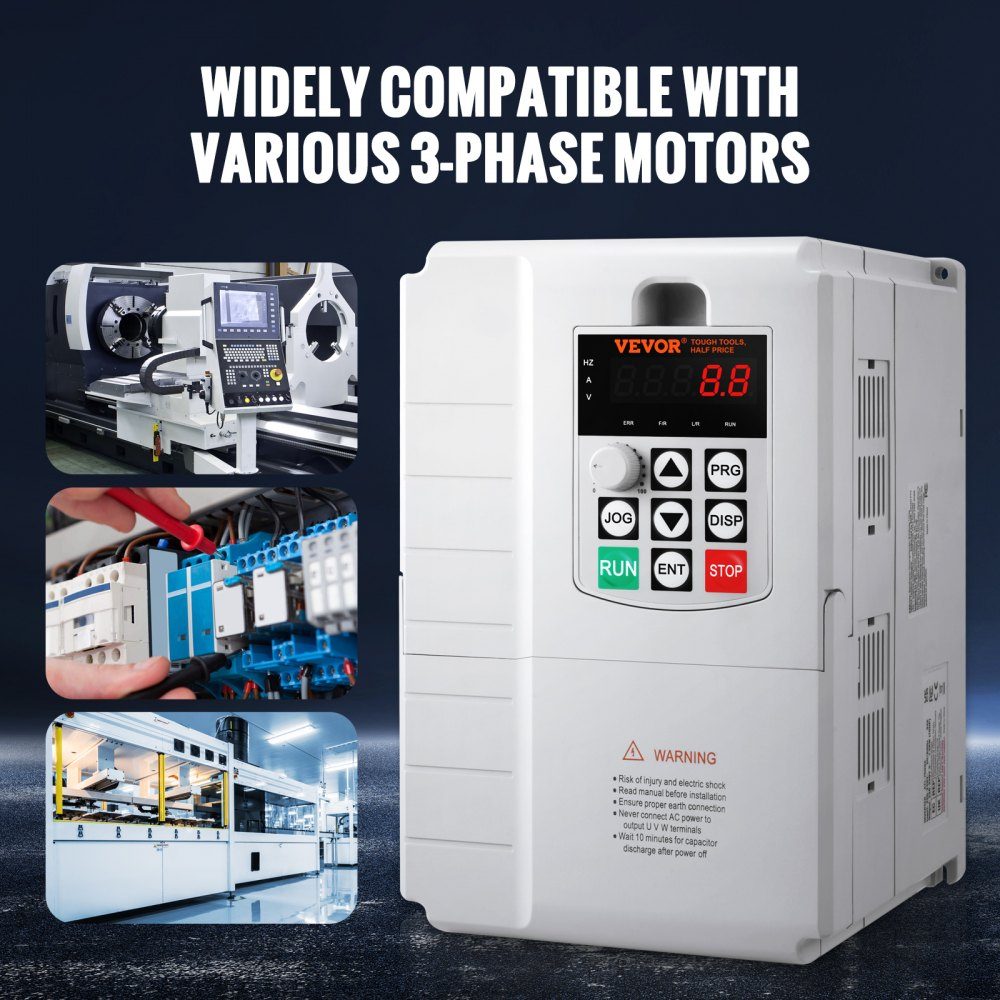 Frequency Converter, Frequency Converter, Inverter, VFD, 7.5kW, 34A, 10HP, 1-phase 220V input to 3-phase 220V output, for speed control of three-phase motors