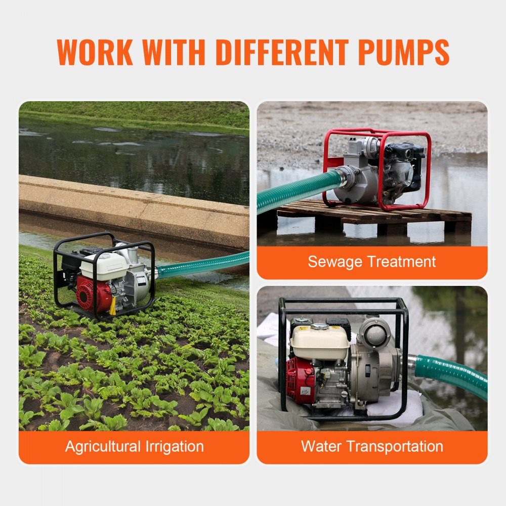 50,8 mm x 6,1 m zuigslang, pompslang met camlock-connectoren en aluminium connectoren, geschikt voor verschillende pompen, afvalwaterbehandeling, watertransport en andere doeleinden