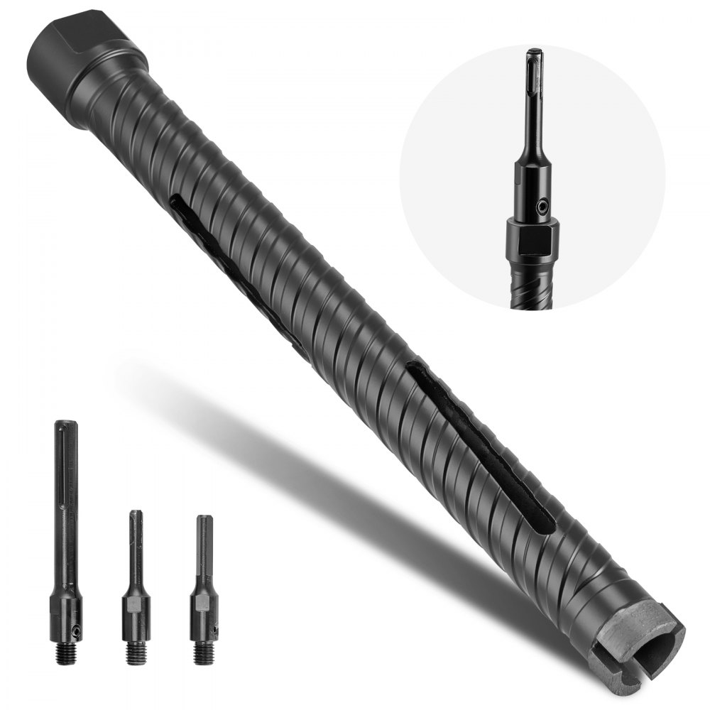 Core drill bit φ 25 mm 241 mm drilling depth, M16 internal thread, dry diamond core drill core hole drill with 3 adapters pilot drill hex key for reinforced concrete brick masonry
