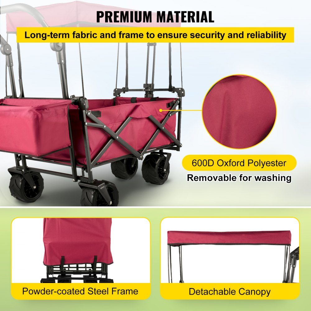 Camion Pliable Camion Pliant Noir Toit Amovible Camion Pliant en Tissu Oxford 600D Grande Roue Camion Pliant Portable Poignée réglable Convient pour Les Sports de Jardin de Plage