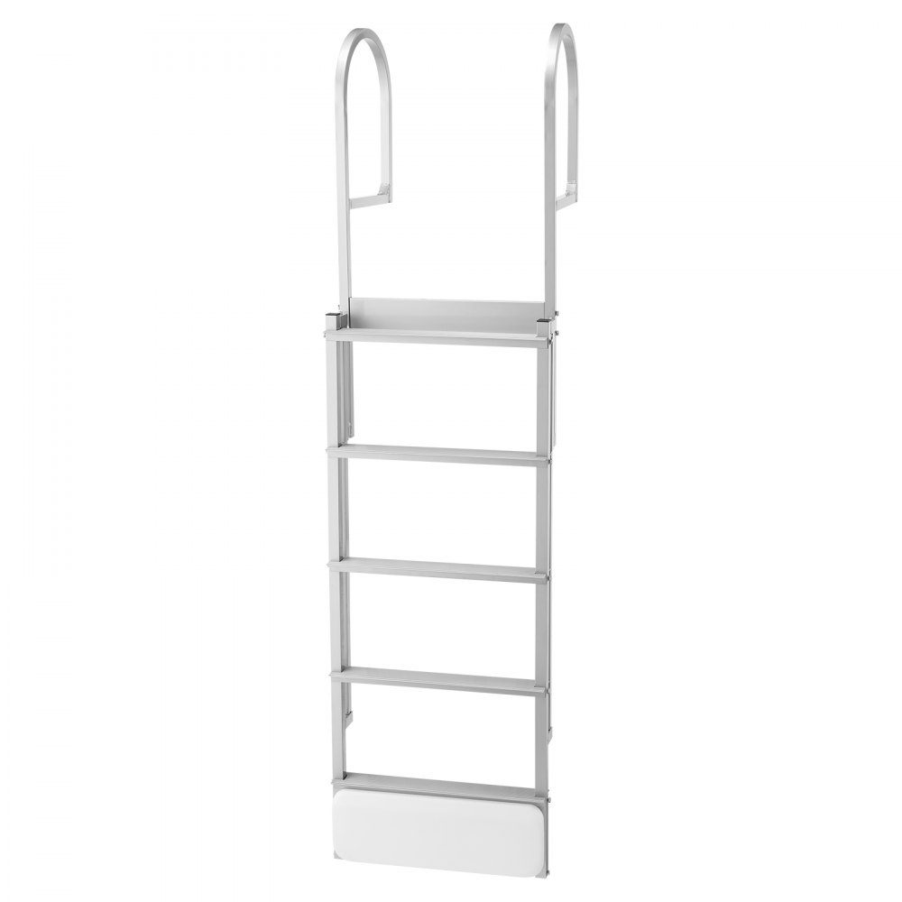 Retractable Dock Ladder, Boat Ladder with 5 Non-Slip Steps, Wide Pedals and Handrail, 500lb Entry Pool Ladder, Aluminum Alloy Telescopic Ladder for Docks, Pools, Lakes, Boats