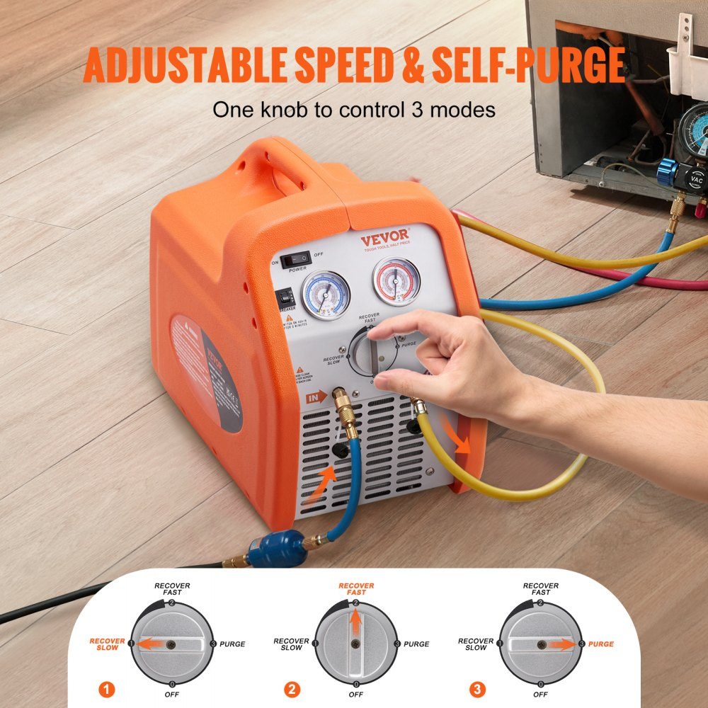 Koudemiddelafzuigapparaat Koudemiddelafzuigstation 3/4 PK Koudemiddelafzuigapparaat Koudemiddelterugwinningsmachine 220-240 V 2,2 kg/min
