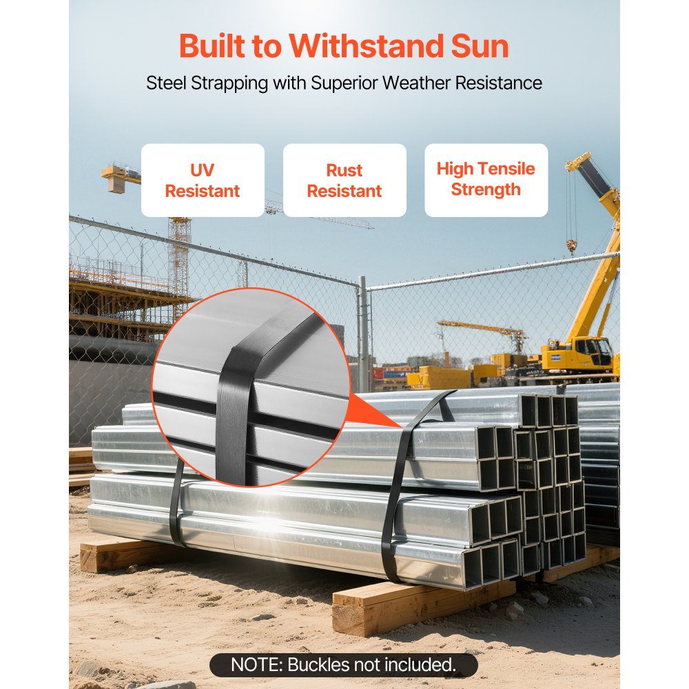 Umreifungsstahlband, 19 mm x 55 mm x 500 m, Verpackungsstahlband, Metallbandrolle, Stahlband, 770 kg Bruchfestigkeit, Stahlband, Hochleistungsbandrolle für Palettenverpackungen