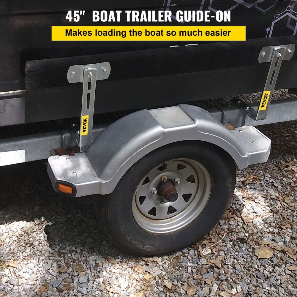 Boat trailer guide, 122 cm, 2 pieces. Trailer guide made of stainless steel, trailer guide with carpet-padded boards, including mounting material, for ski boat, fishing boat or sailboat trailers