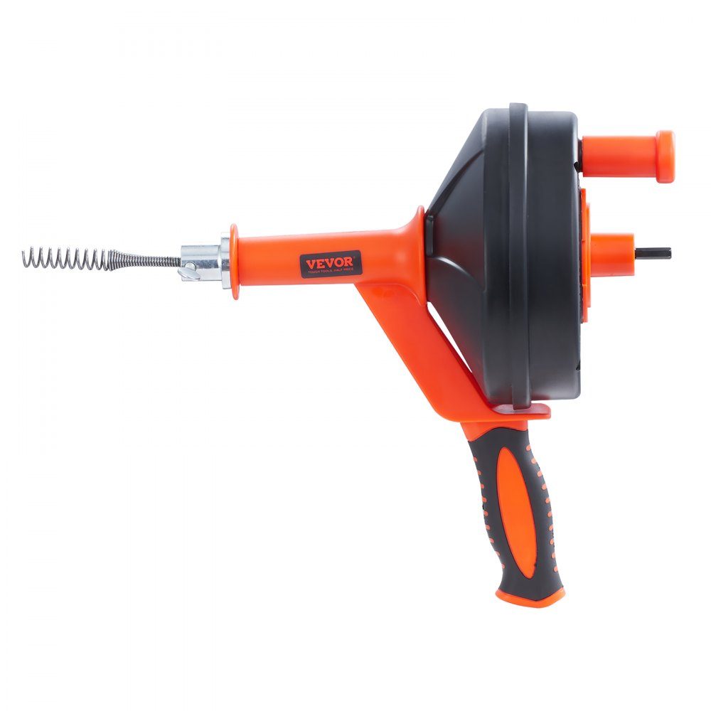 Pipe Cleaning Cable 1/4" x 300" Spring Steel Cable Drain Cleaner with Drum Manual & Electric Hand Feed Pipe Cleaning Shaft Pipe Cleaning Device Ideal for Toilet Sewer Floor Drains