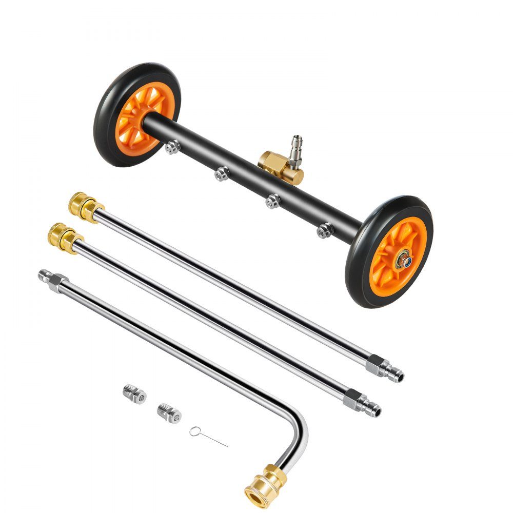 415mm Pressure Washer Underbody Cleaner, Stainless Steel Surface Cleaner, 4000 Max PSI, Angle Adjustment Gear, 4 Spray Nozzles, 2 Extended Bars for Driveway, Patio, Deck