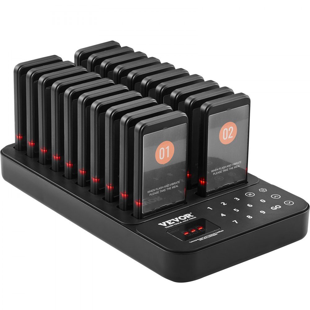 Système de téléavertisseur de restaurant, signal de file d'attente sans fil avec portée de 400 m, bip d'appel invité avec vibration et clignotant, 20 téléavertisseurs pour camion de nourriture, église, jardin d'enfants