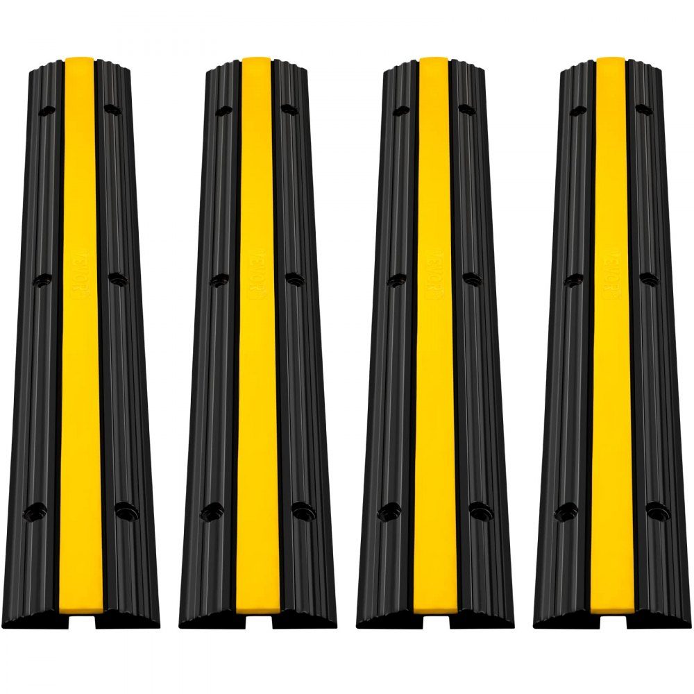1 kanaal kabelbeschermingsmat, extern kabelkanaal, 4 stuks kabelbrug van in de handel verkrijgbaar thermoplastisch rubber met parkeerplaatsen, lager 102x15,5x3 cm