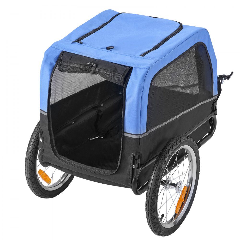 Dog trailer, supports up to 30 kg, bicycle trailer for small and medium dogs, folding frame with quick release wheel, universal bicycle hitch, reflector, flag, internal leash