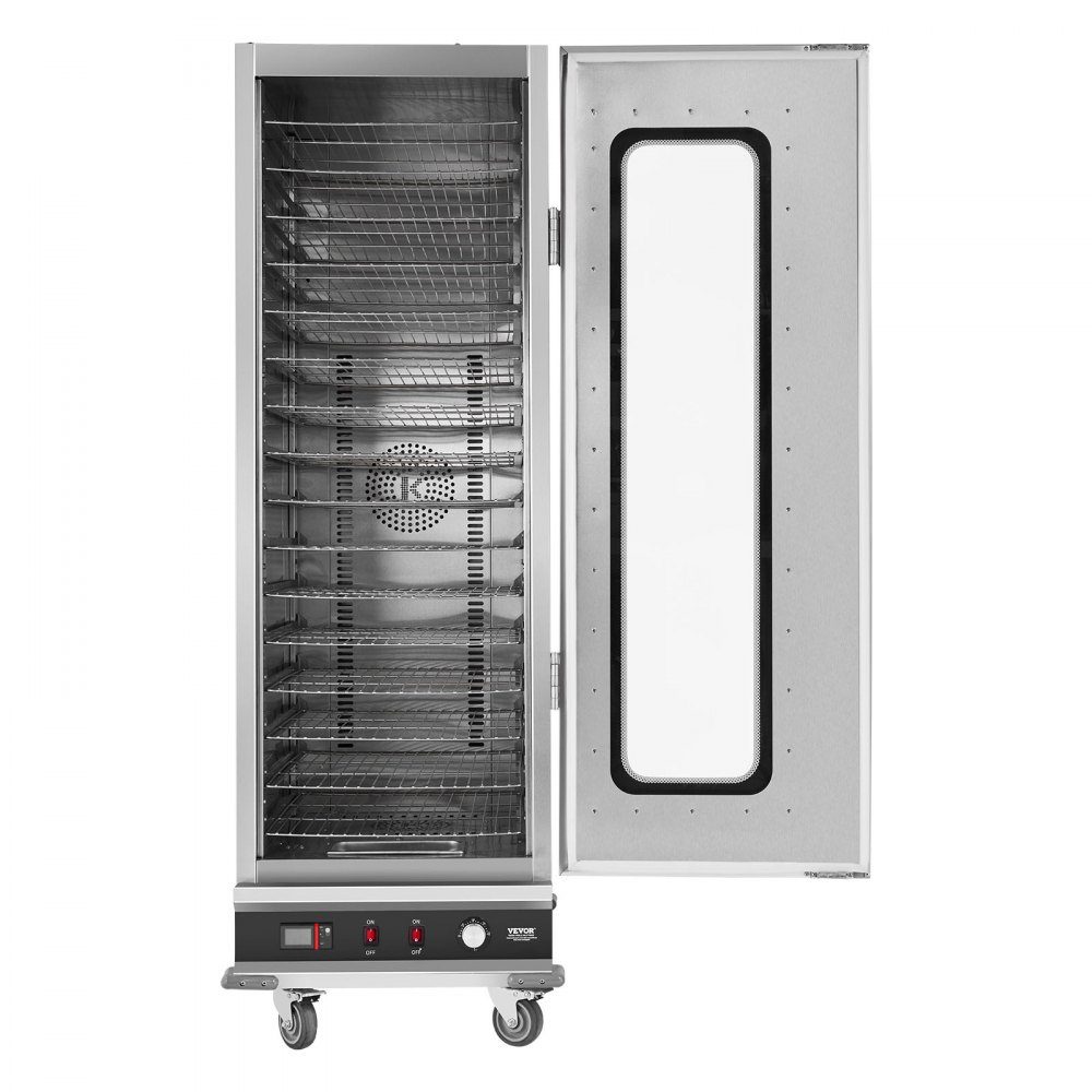 Réchauffeur de nourriture Hot Box, chauffe-collation à 16 niveaux, bol d'eau, porte en verre simple et étagères réglables, armoire chauffante en acier inoxydable, idéal pour conserver la pizza, le poulet