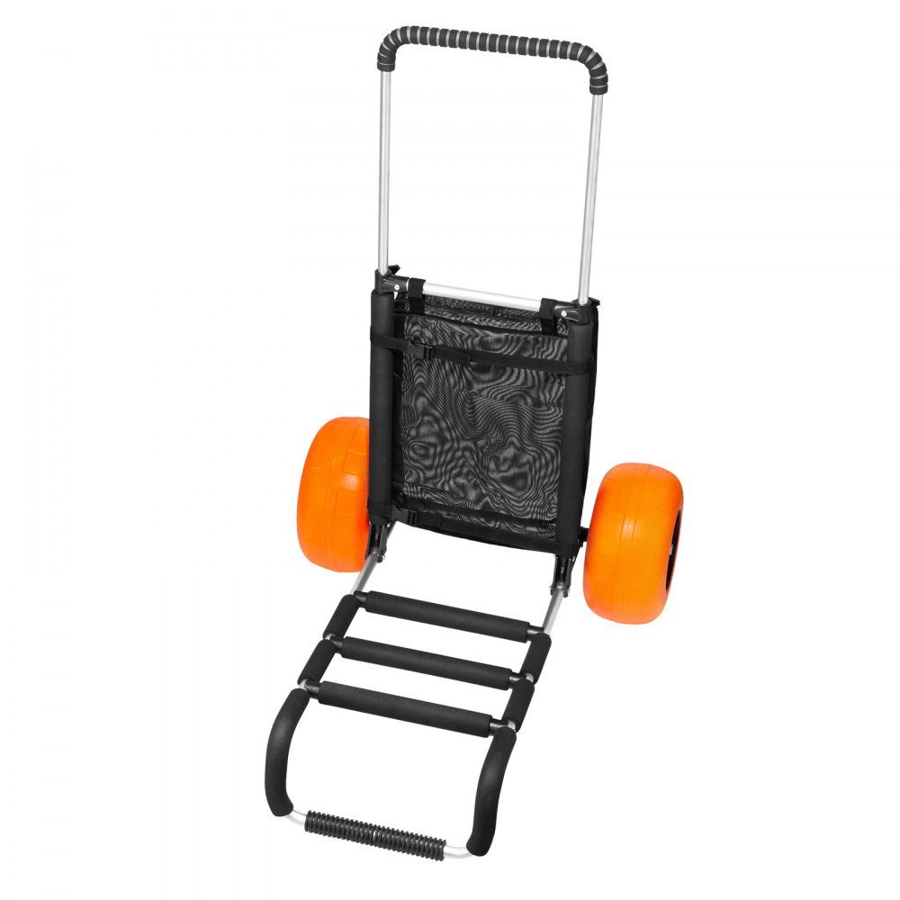 Strandwagen handkar zandkar, strandwagen 74,84 kg laadvermogen, opvouwbare zandkar van aluminium 685-1135 mm in hoogte verstelbaar, wagen voor op het strand 76 x 39 cm laadruimte