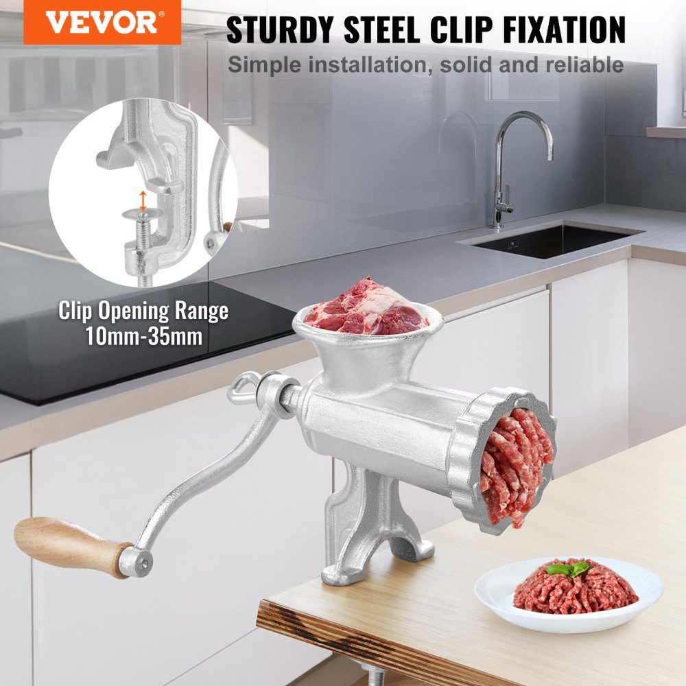 Hachoir à viande manuel, plaques de coupe de 5/8 mm, hachoir à viande, ustensile de cuisine incl. 3 tubes de remplissage de saucisses et tige de poussée machine à viande hachoir à viande remplisseur de saucisses de viande hachée hachoir à viande facile à