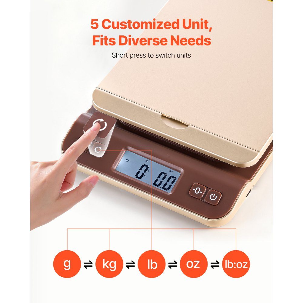 Digitale Paketwaage, 2 g Genauigkeit, 40-kg-Postwaage mit Halte-/Tara-/Auto-Off-Funktion, Klapphalter-Design und einfache Kalibrierung, Briefwaage, Plattformwaage, Batterie im Lieferumfang enthalten