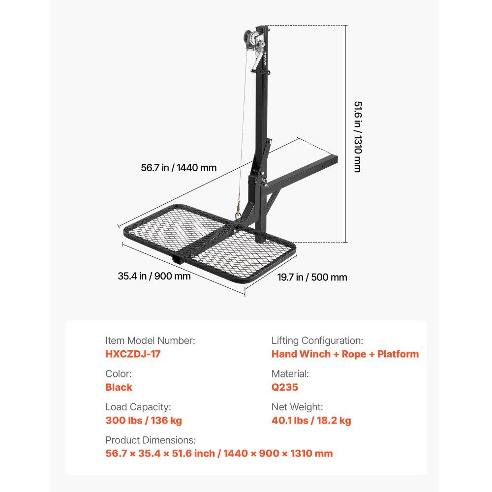 Game Hoist, Hirschhebebühne mit Anhängerkupplung und Hebesystemplattform, 136 kg Tragfähigkeit, Game Hoist-Windenhebebühne mit 2-Zoll-Empfänger, 360-Grad-Schwenkwelle und faltbar, 1440 x 900 x 1310 mm Game Hoist, Hirschhebebühne mit Anhängerkupplung und Hebesystemplattform, 136 kg Tragfähigkeit, Game Hoist-Windenhebebühne mit 2-Zoll-Empfänger, 360-Grad-Schwenkwelle und faltbar, 1440 x 900 x 1310 mm