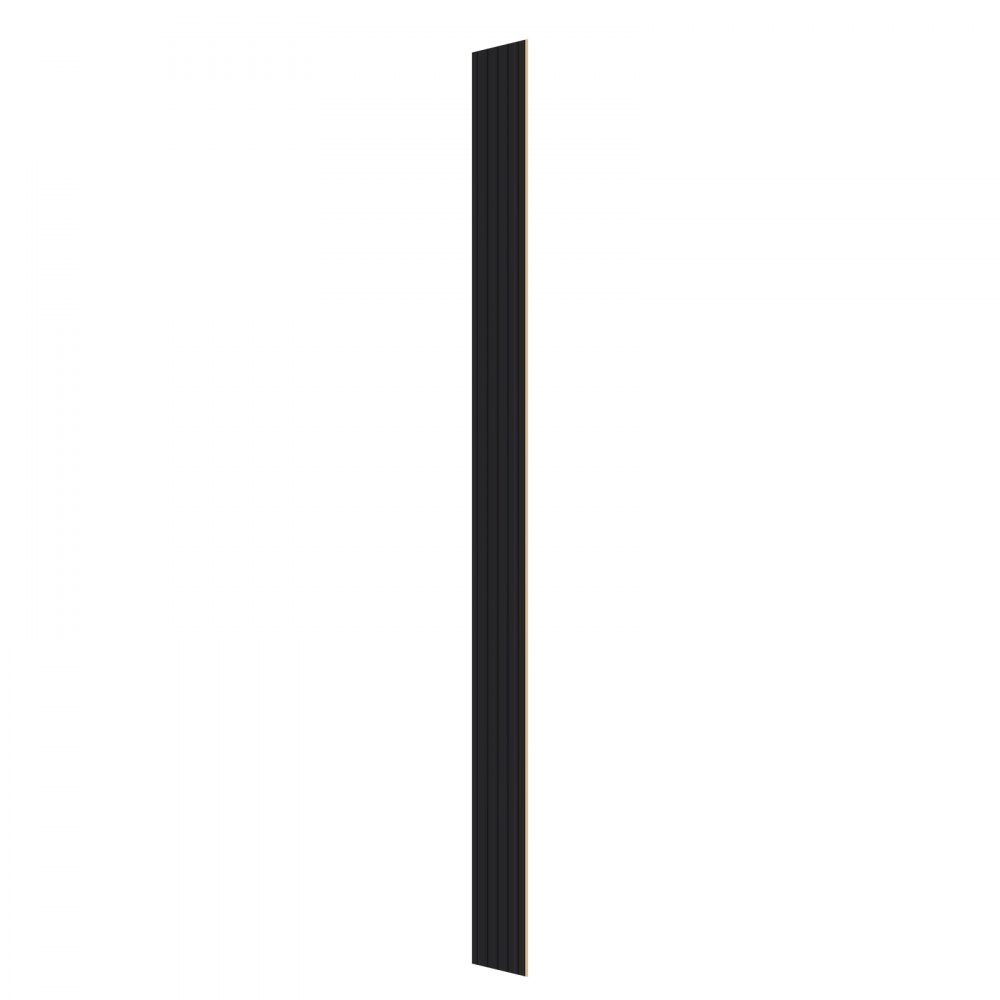 Akustikpaneel, Akustikpaneele, 2450 x 166 mm, WPC-Akzent-Holzwandpaneele für moderne Innenwände, Wandpaneele aus Kunstholz für stilvolles Dekor und Geräuschreduzierung, Mattschwarz, 8er-Set