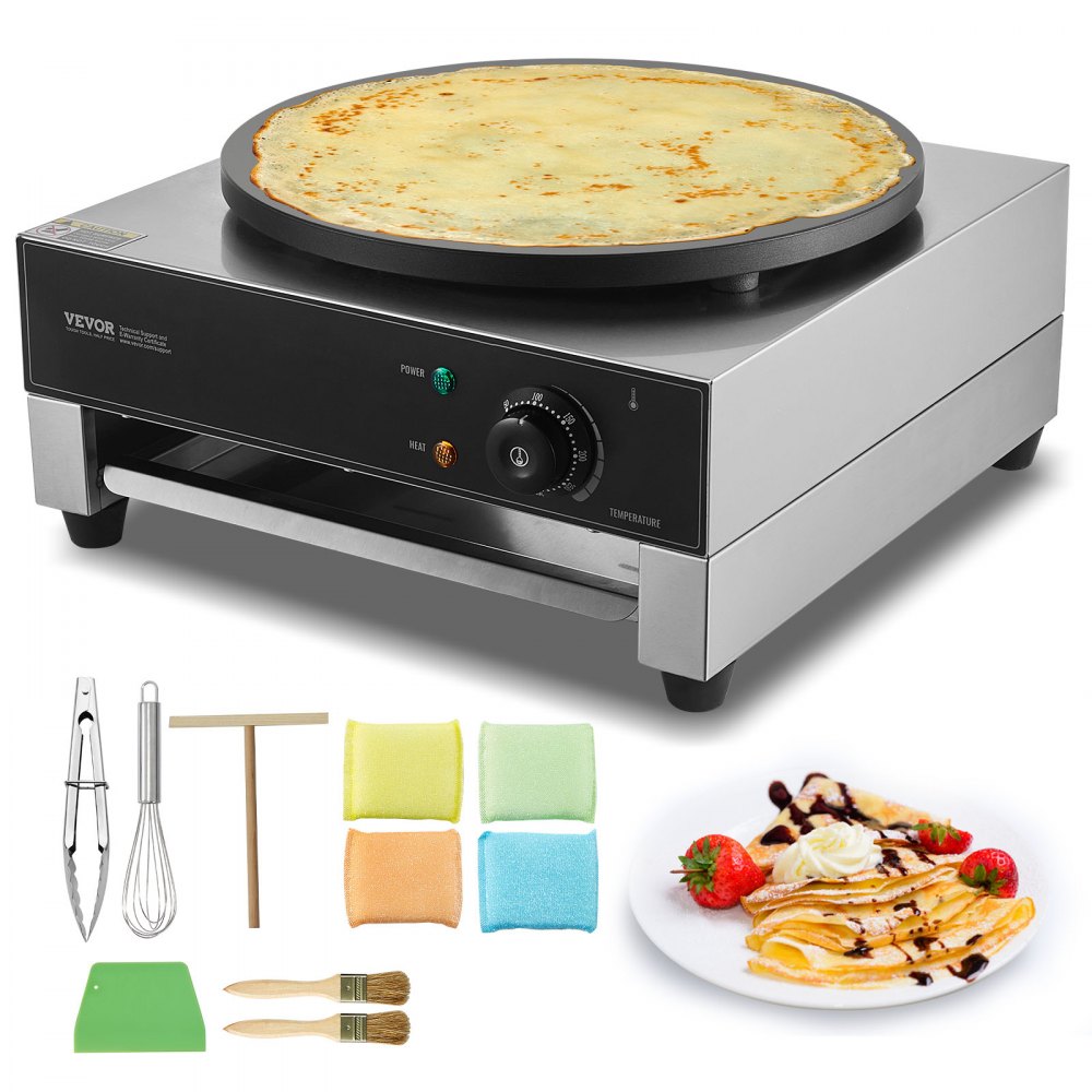 electric crepe maker crepe machine 3000W flat crepe griddle 40cm, non-stick stainless steel pancake stove, round cereal pancake stove, temperature control electric crepe maker crepe machine 3000W flat crepe griddle 40cm, non-stick stainless steel pancake stove, round cereal pancake stove, temperature control