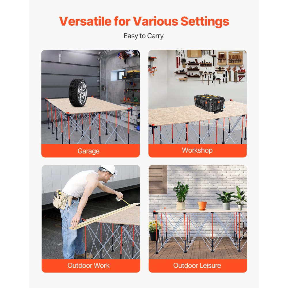 Tragbarer klappbarer Werkständer (970 x 215 x 350 mm), klappbarer Werkbank-Werkbankständer mit 2724 kg Tragkraft & Aufbewahrungstasche (ohne Tischplatte) für Garagenwerkstatt